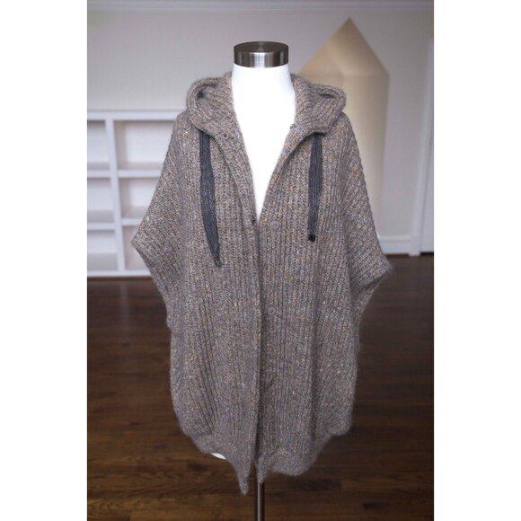 Brunello Cucinelli Women's Cardigan Vest Poncho Monili Sweater Knit size XS - Picture 2 of 9